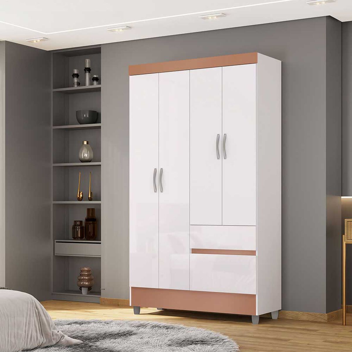 Closet Vekkahome Americano 4 Puertas 2 Cajones Blanca