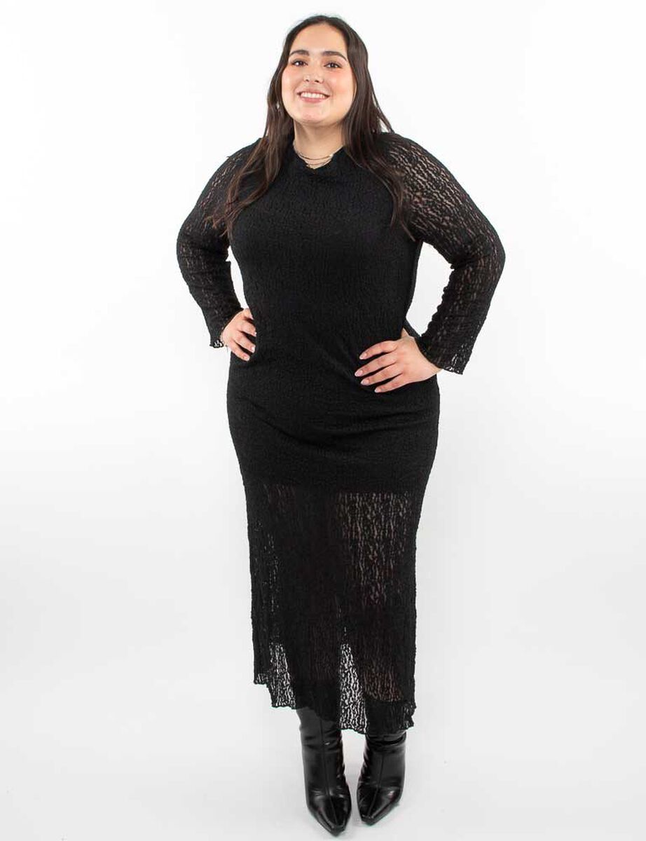 Vestido Maxi Encaje Manga Larga Mujer Extralindas