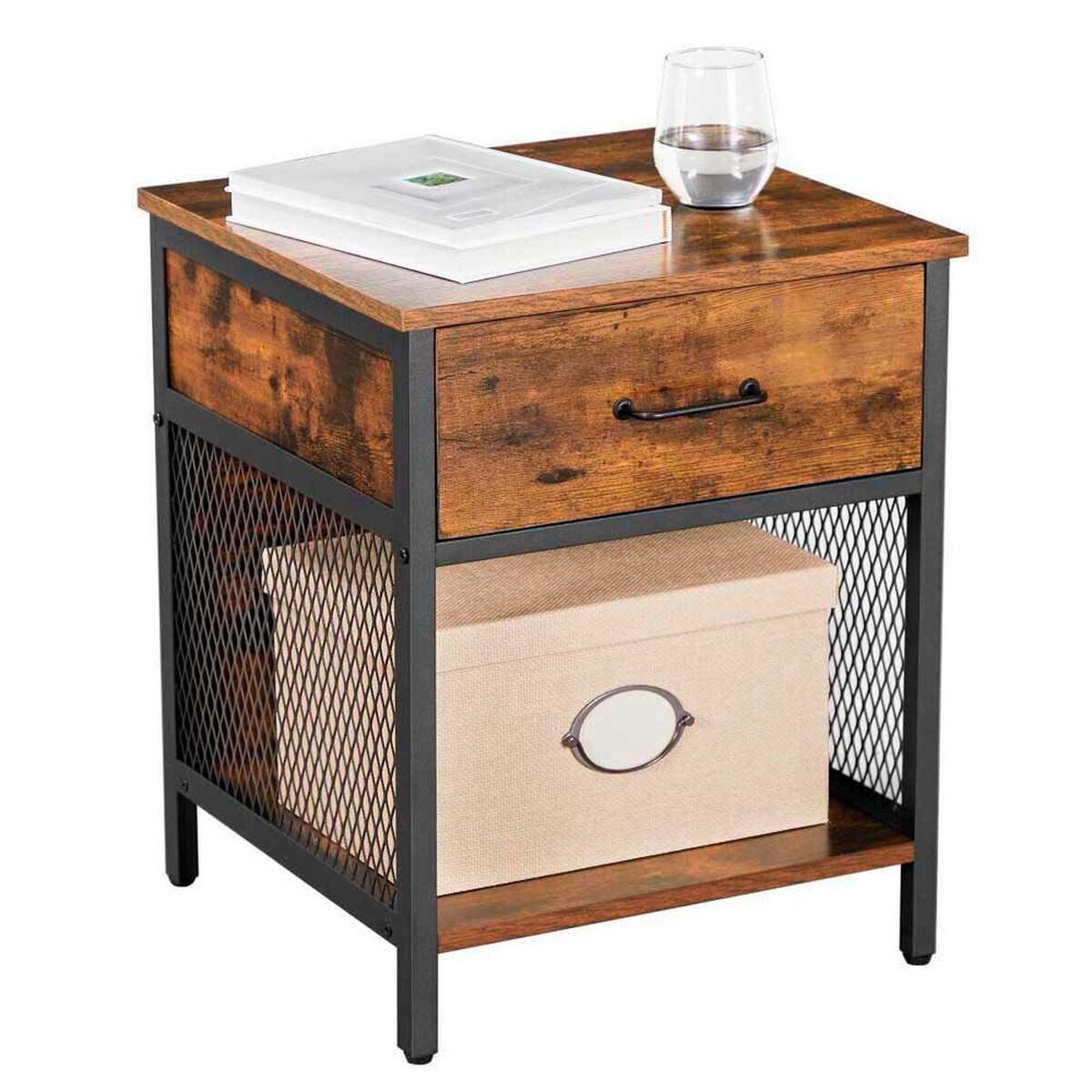 Velador TuHome Metalwood 1 Caj&oacute;n