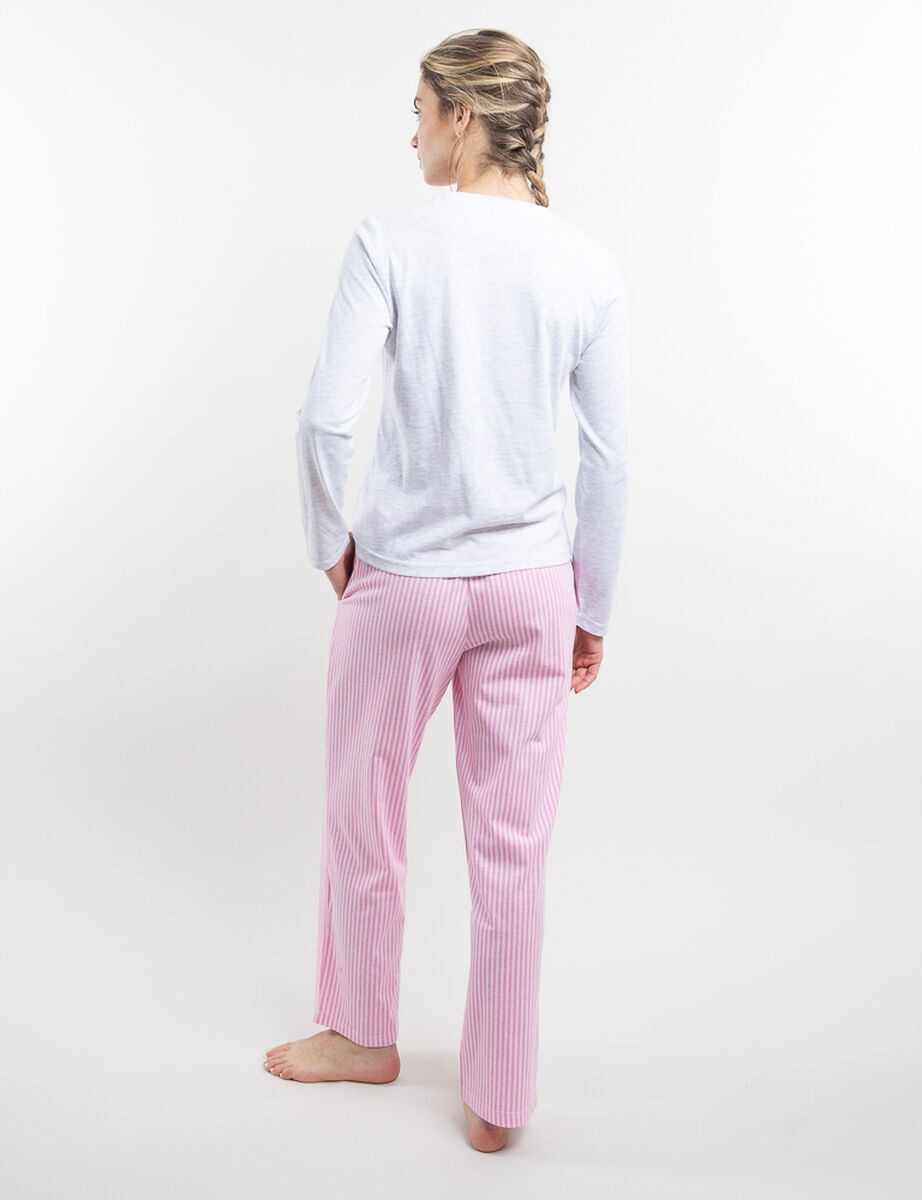 Pijama Manga Larga a Rayas Jersey Mujer Icono