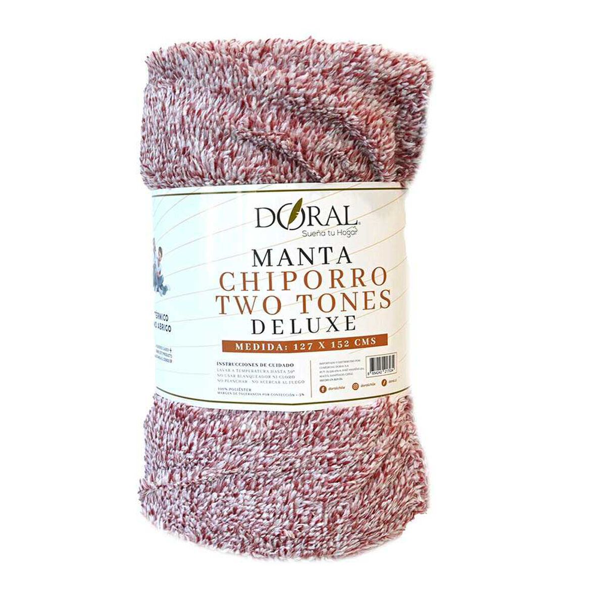 Manta de Poli&eacute;ster Doral 127 x 152 cm Two tones Burdeo
