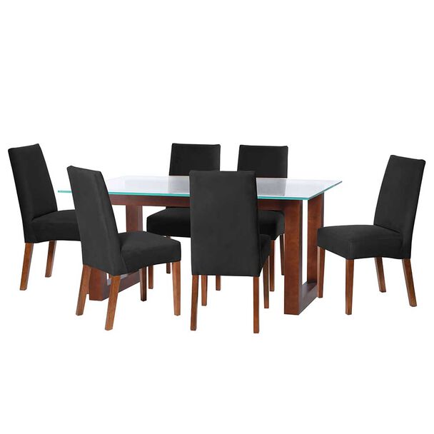 Juego de Comedor Latam Home Pamplona Salamanca 6 Sillas Velvet Chocolate