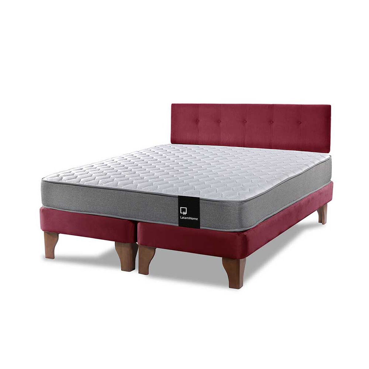 Cama Europea Latam Home Base Dividida 2 Plazas Zen Best Burdeo + Respaldo