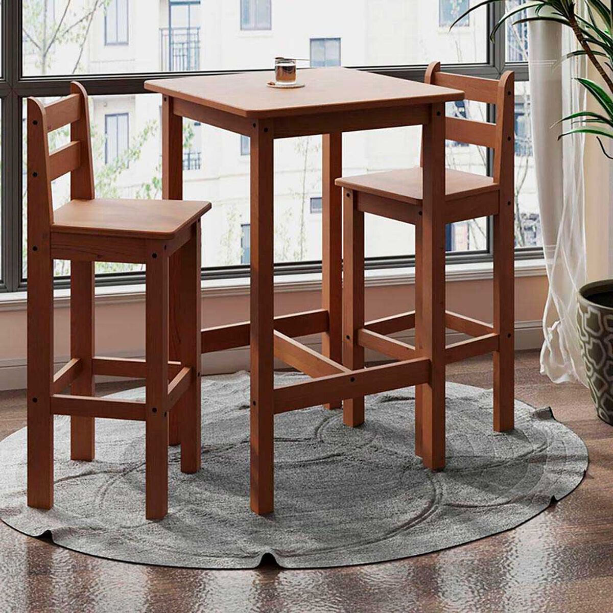 Juego de Comedor VekkaHome Alto 2 Sillas Chocolate