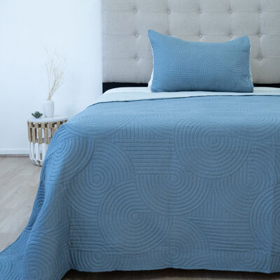 Quilt Doral Hotpress Bi-Color 1,5 Plazas Azul-Gris