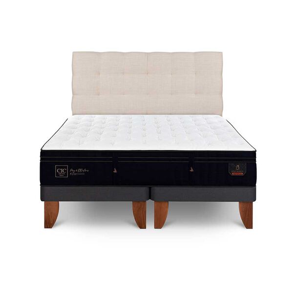Cama Europea CIC Base Dividida King Súper Permium + Respaldo Ebro