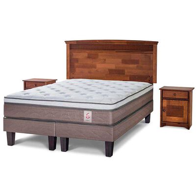 Cama Europea Rosen Base Dividida 2 Plazas New Style 6 + Set Maderas