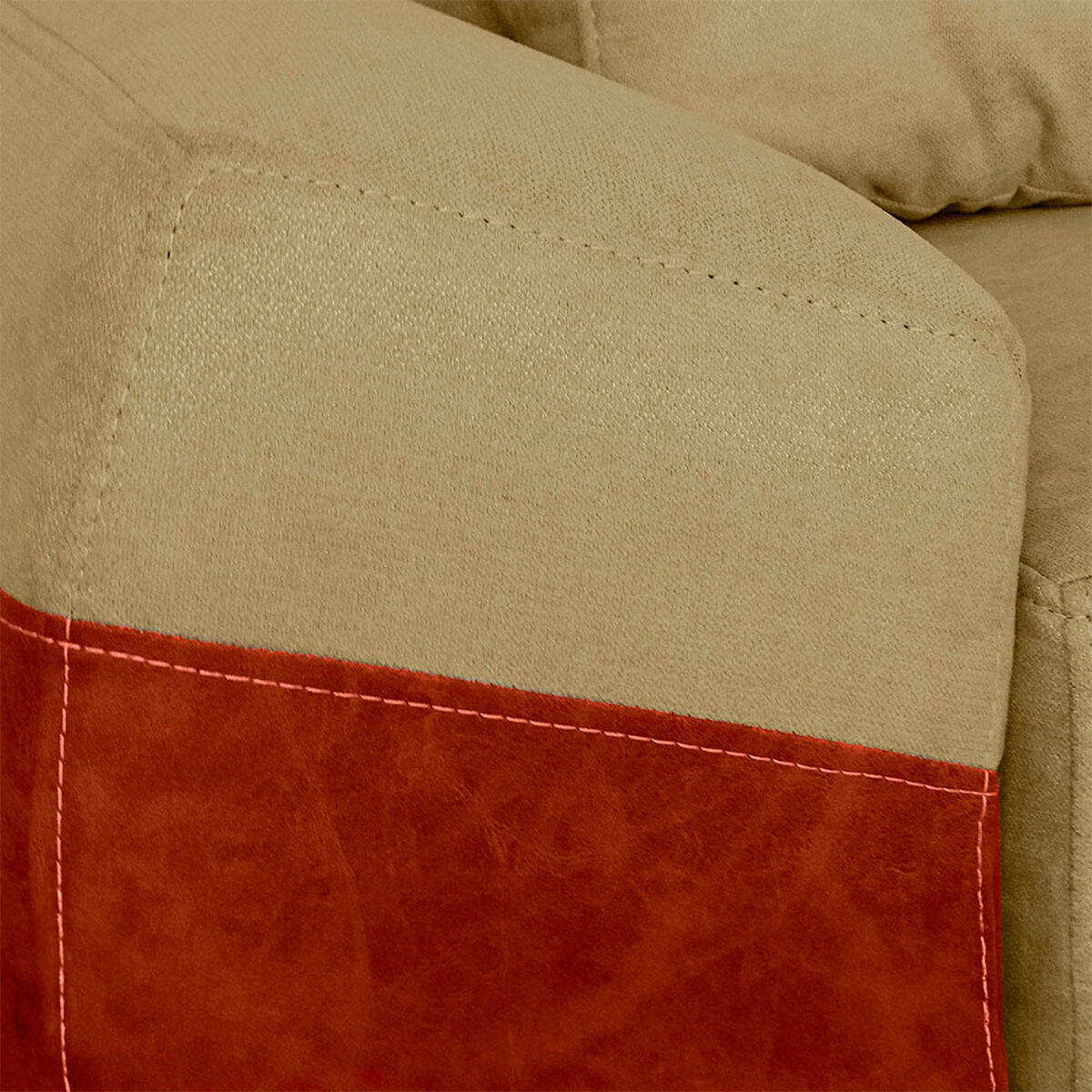 Seccional Derecho Elegant Houston Cheise Tela/PU 5 Cuerpos Beige