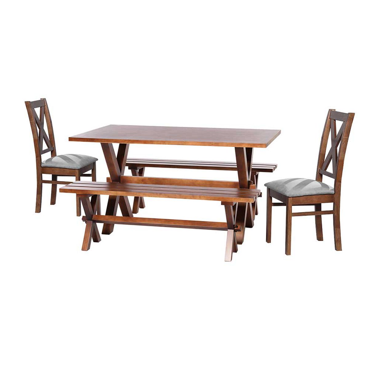 Juego de Comedor Latam Home Sevilla Segovia 2 Sillas + 2 Bancas Velvet Gris