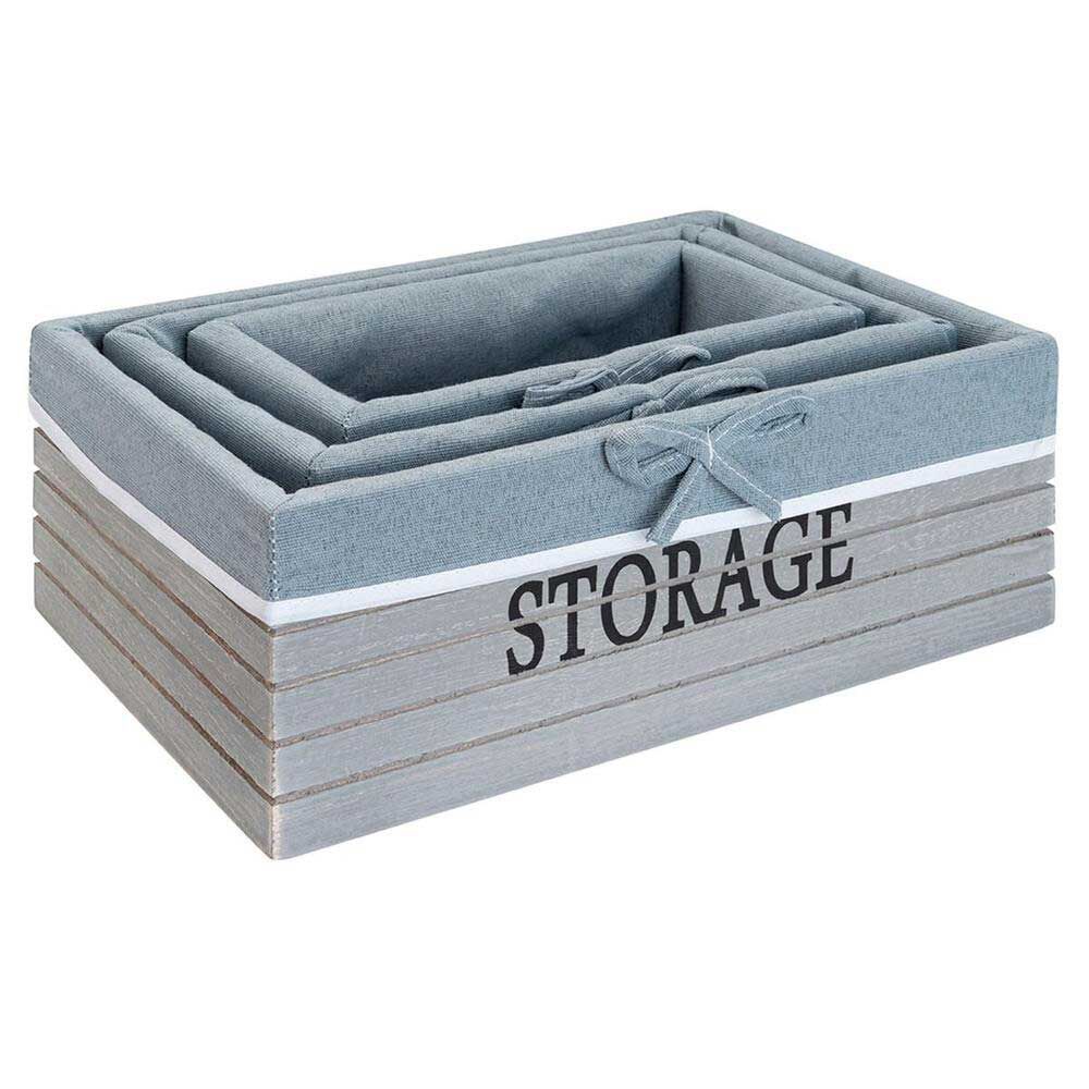 Set de 3 Canastos Rectangulares Madera Vgo Gris
