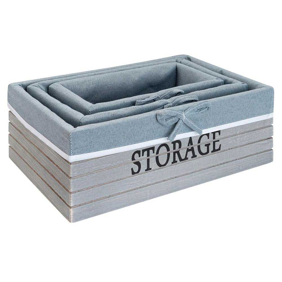 Set de 3 Canastos Rectangulares Madera Vgo Gris