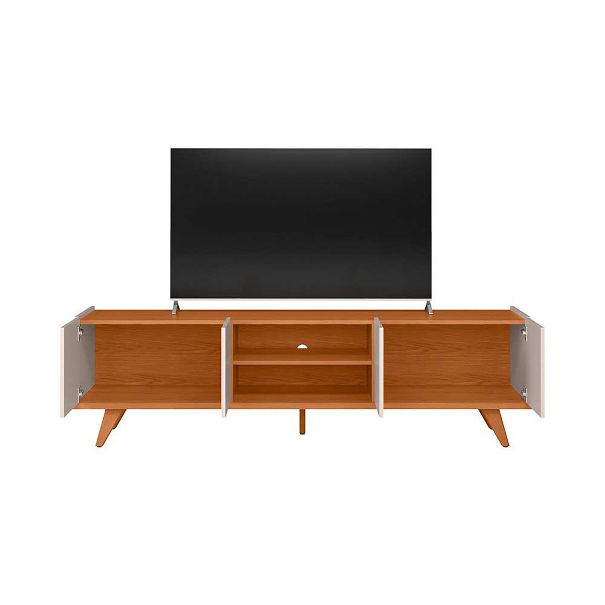 Rack TV Brazos Altavision Hasta 75" Blanco Crema y Café