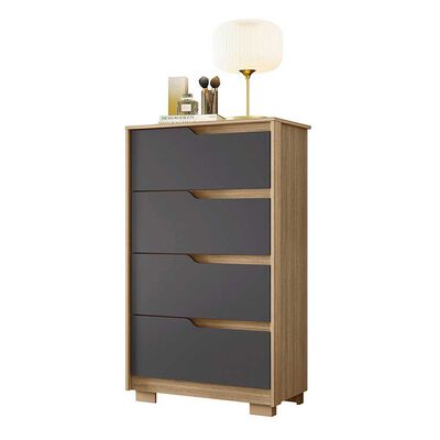 Cómoda Vekkahome Sole 4 Cajones Gris Café