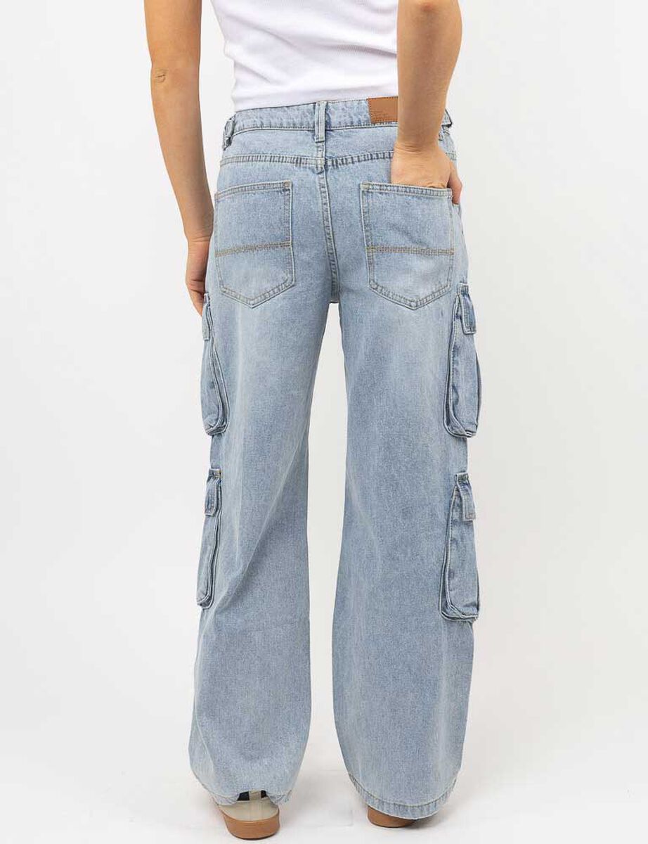 Jeans Cintura Ajustable Wide Leg Mujer Icono