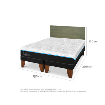 Imagen 2 del producto Cama Europea CIC Green Infinity 2 Plazas + 1 Respaldo Villarrica Olivo
