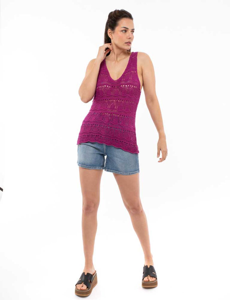 Polera Crochet Sin Mangas Mujer Alma