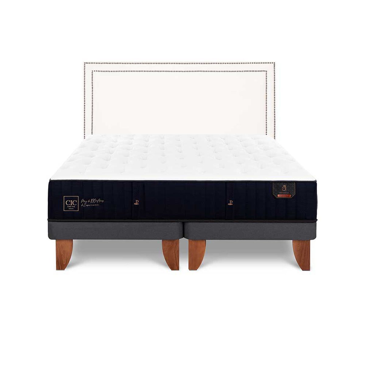 Cama Europea CIC Base Dividida 2 Plazas Premium + Respaldo Danubio