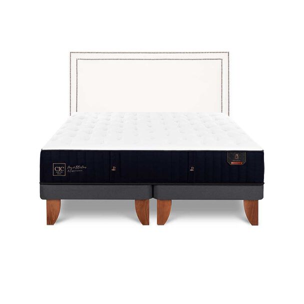 Cama Europea CIC Base Dividida 2 Plazas Premium + Respaldo Danubio