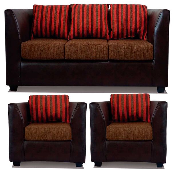 Juego de Living Elegant Detail Valentino Sofá 3 Cuerpos + Dos Sillones 1 Cuerpo Café