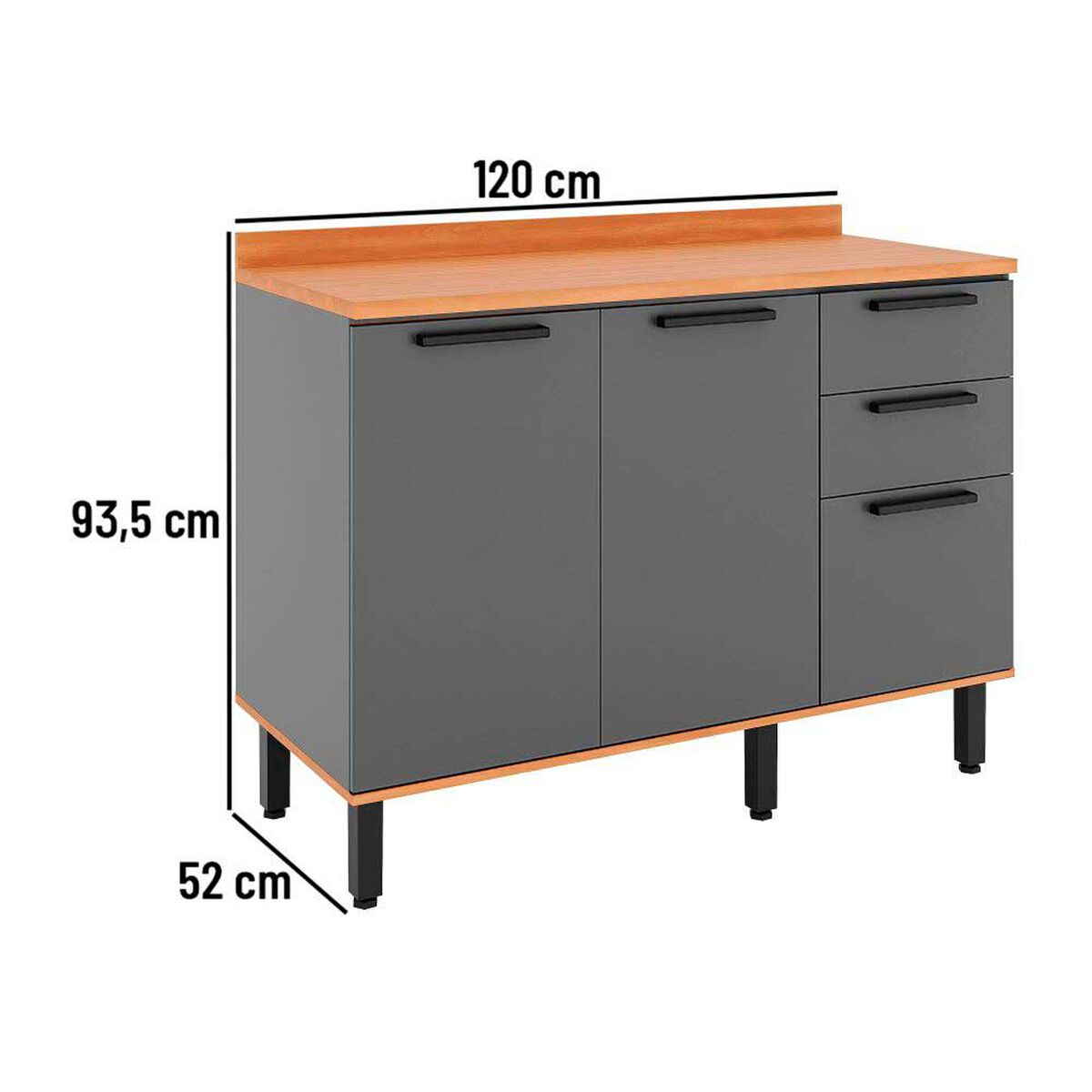 Base de Cocina Roca Casta&ntilde;a con Cubierta Canela-Ceniza