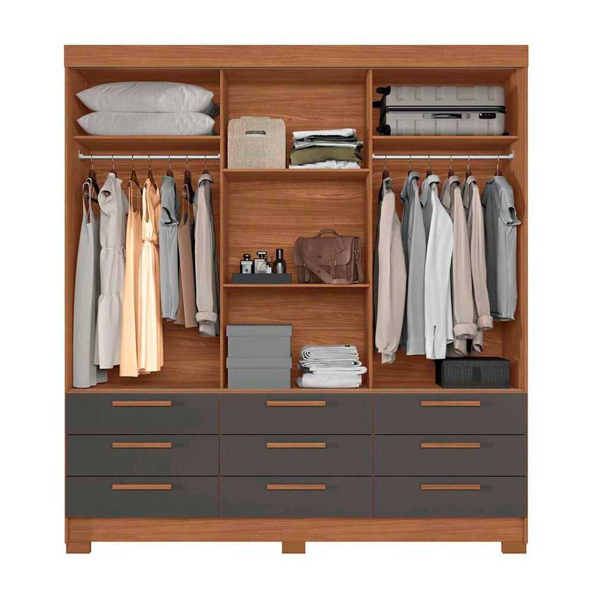 Cl&oacute;set Onessta Morretes 3 Puertas 9 Cajones Grafito