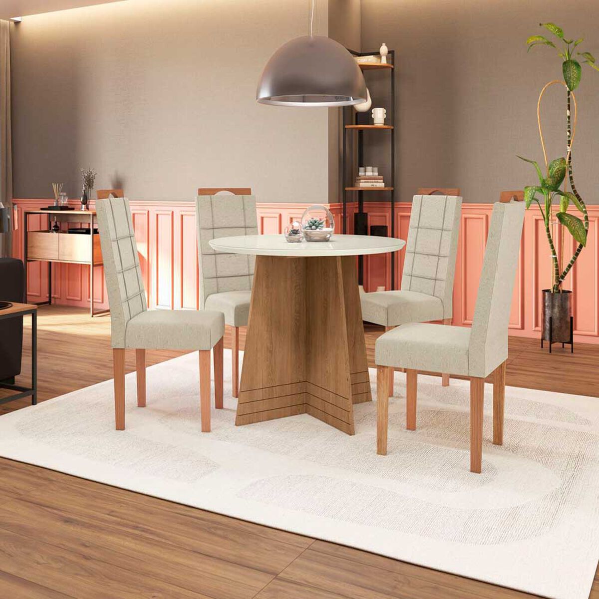Comedor Yardas Capri 4 Sillas Off White