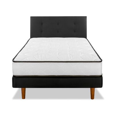 Imagen 2 del producto Cama Europea Flex 1 Plaza New Simple + Respaldo Royal Negro