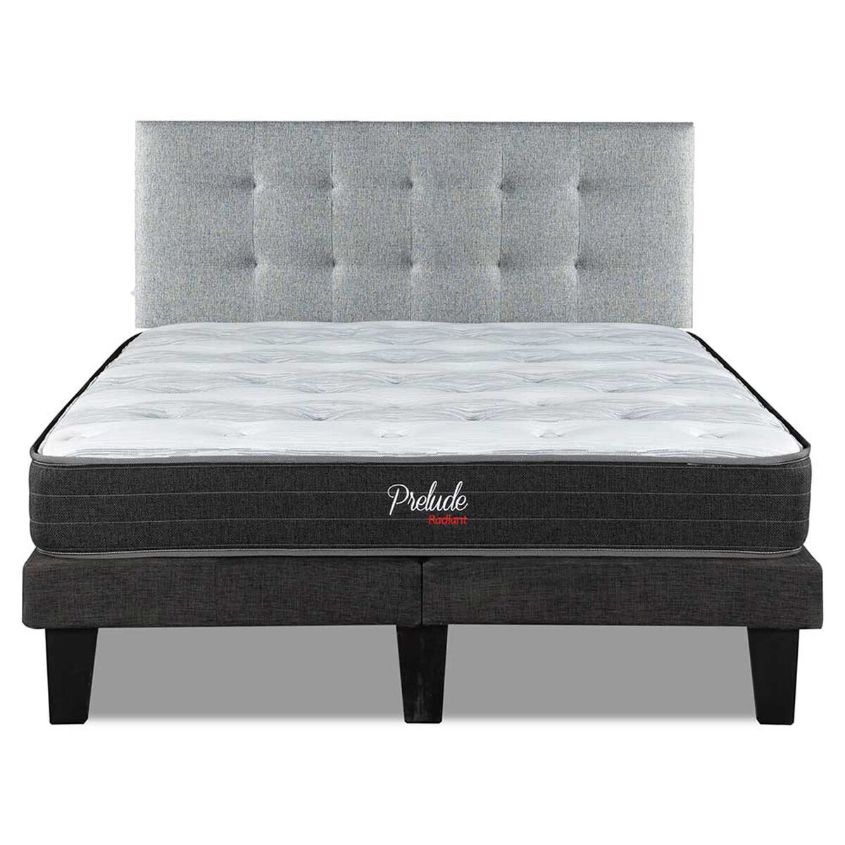 Cama Europea Prelude 2 Plazas Radiant 190 Cm + Respaldo Urban Plata