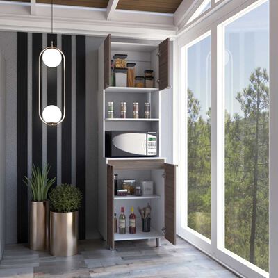 Imagen 2 del producto Mueble para Microondas TuHome Fendi 2 Puertas Blanco Castaño