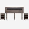 Cama Europea Rosen Base Dividida King New Style 4 Plus + Respaldo Ferrera Gris + 2 Veladores