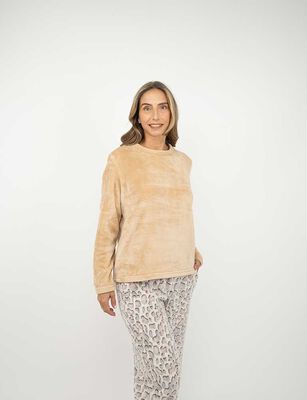 Imagen 1 del producto Pijama de Polar Mujer Portman Club Beige, Damasco