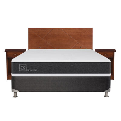 Imagen 1 del producto Box Spring CIC 2 Plazas New Ortopedic + Respaldo + 2 Veladores New Villarrica