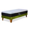 Cama Europea Latam Home 1 Plaza Zen Top Spring Hybrid Velvet Pistacho