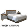 Cama Europea Belsogno Base Dividida 2 Plazas Premium + Respaldo + 2 Veladores Dreams 2 Plazas Treliza Gris