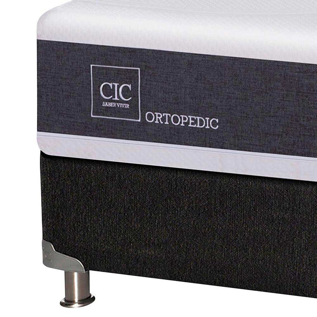 Box Spring CIC 1,5 Plazas New Ortopedic + Respaldo + Velador Eufrates