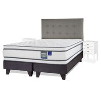 Cama Europea Flex 2 Plazas Majesty + 1 Respaldo + 2 Veladores