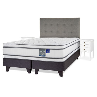 Imagen 1 del producto Cama Europea Flex 2 Plazas Majesty + 1 Respaldo + 2 Veladores
