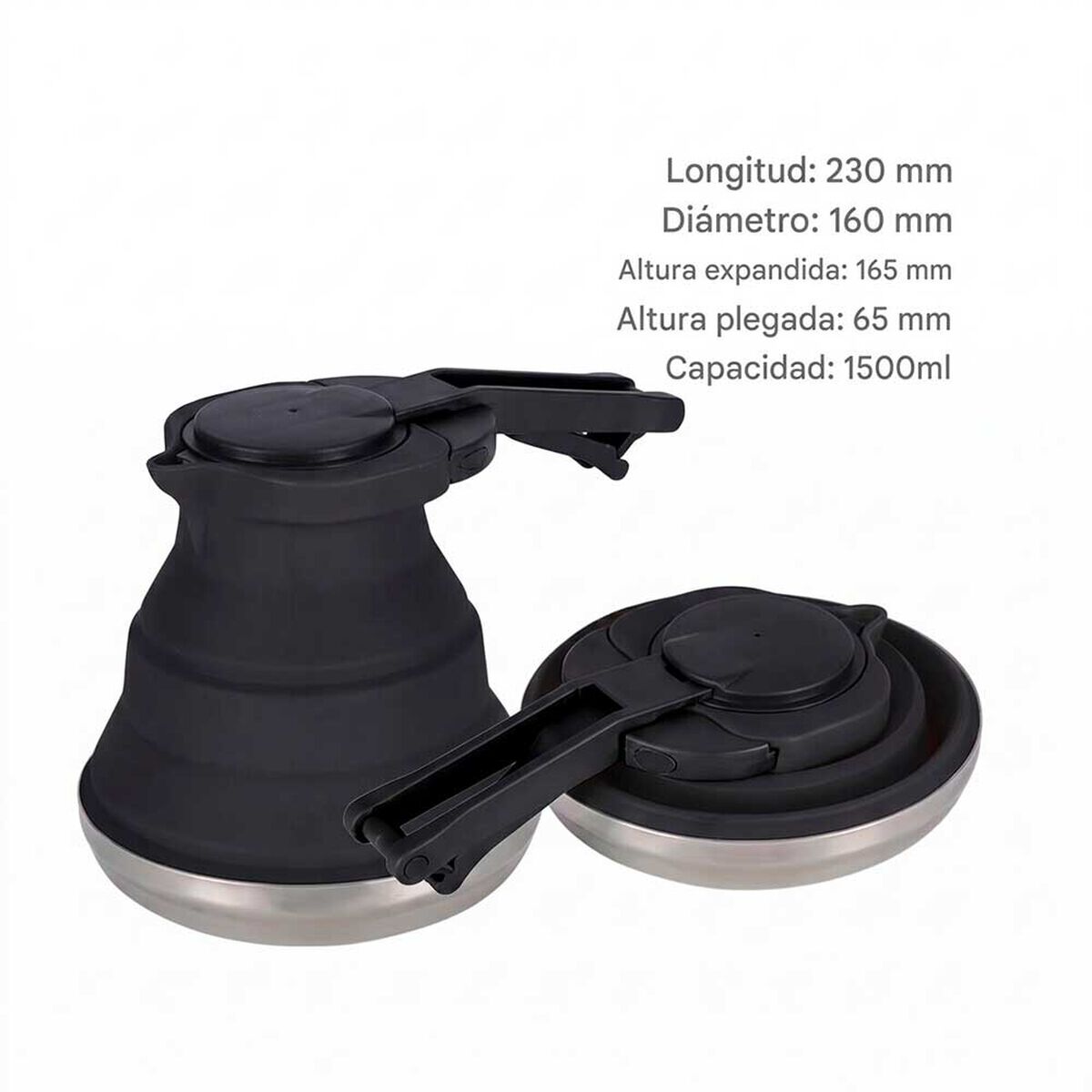 Tetera Plegable Camping Outdoor Uso Diario Negra Pro Outdoor