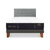 Cama Europea CIC Full Premium + Respaldo Gris Tapizado