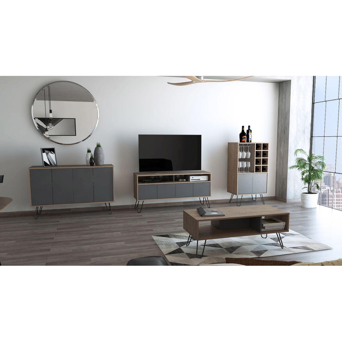 Rack TV 55" + Bar + Buffet + Mesa Centro Vassel