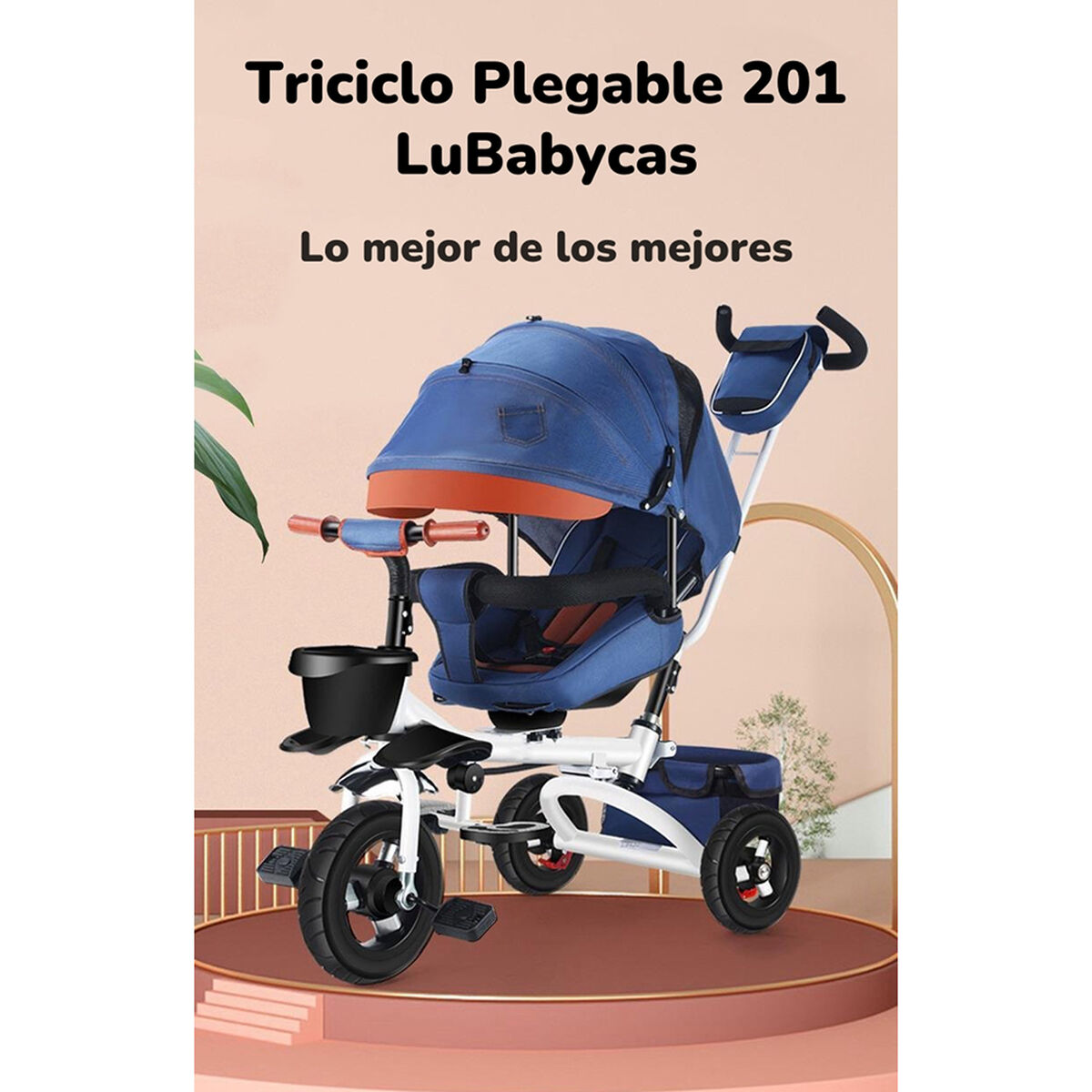 Triciclo Multifuncional Plegable Reclinable Rosado Lubabycas