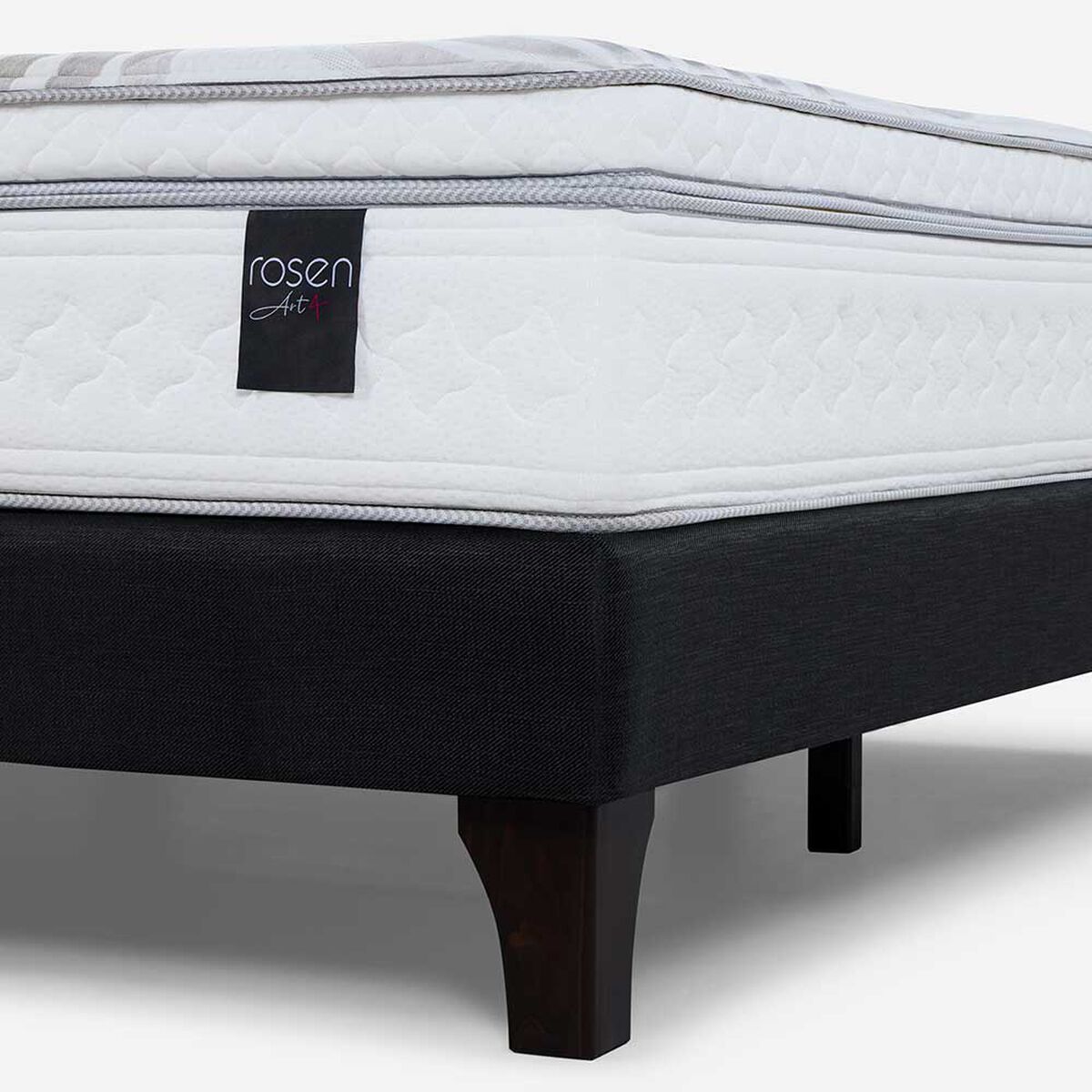 Cama Europea Rosen Base Dividida King Art 4 + Respaldo Niebla