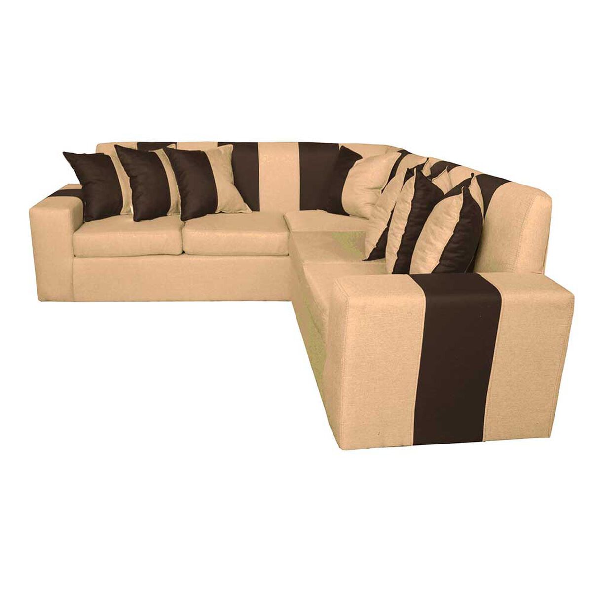 Sof&aacute; Secccional Muebles MYM Victor 4 Cuerpos Beige Caf&eacute;