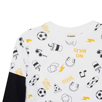 Imagen 2 del producto Polera Manga Larga Niño Chess Blanco, Navy