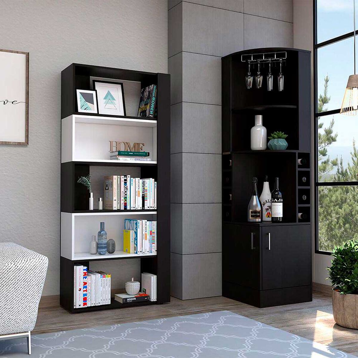 Bar Esquinero Kava + Biblioteca Cubo TuHome Beijing