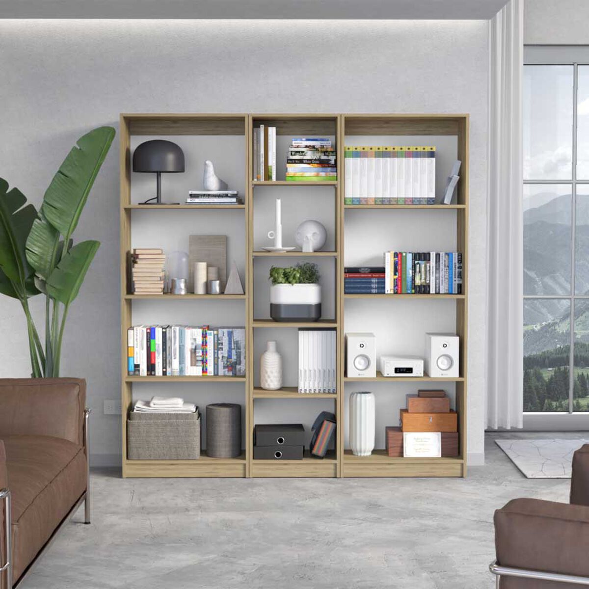 2 Estantes 4 Repisas + Estante 45 cm TuHome Home Macadamia