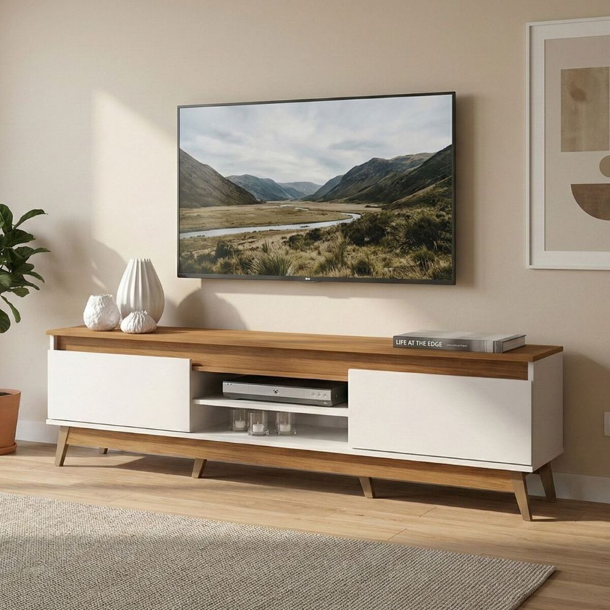 Rack TV Exit Texas Hasta 85" Beige Roble