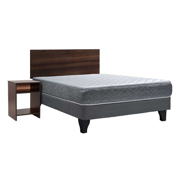 Cama Europea Celta Full Cádiz + Respaldo + Velador