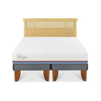 Cama Europea CIC Base Dividida 2 Plazas Excellence Plus + Respaldo Dublin Mostaza