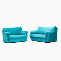 Juego de Living Cabsur Caburga Sofá 3 Cuerpos + Sofá 2 Cuerpos Felpa Turquesa